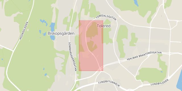 Karta som med röd fyrkant ramar in Långströmsgatan, Göteborg, Västra Götalands län