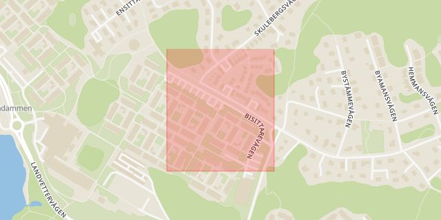 Karta som med röd fyrkant ramar in Lerum, Skövde, Barkvägen, Spånvägen, Lidköping, Nämndemansvägen, Partille, Västra Götalands län
