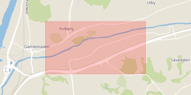 Karta som med röd fyrkant ramar in Von Utfallsgatan, Gamla Kronvägen, Galoppvägen, Partille, Västra Götalands län