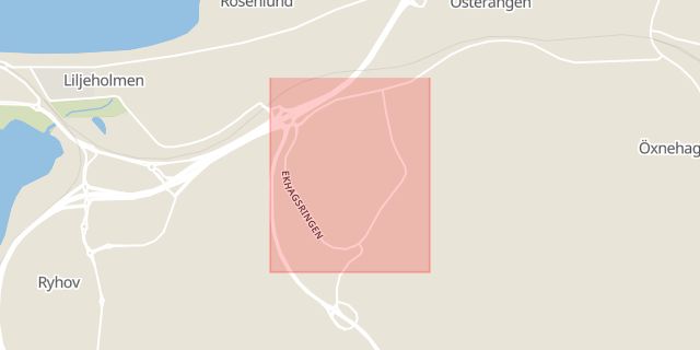 Karta som med röd fyrkant ramar in Ekhagsringen, Jönköping, Jönköpings län