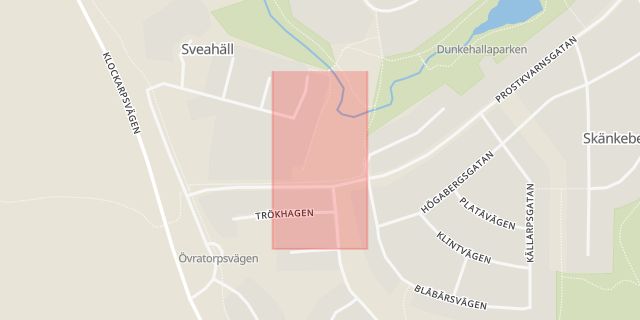 Karta som med röd fyrkant ramar in Sveahäll, Jönköping, Jönköpings län