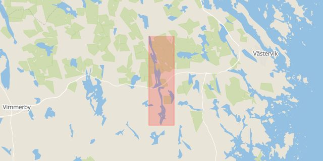 Karta som med röd fyrkant ramar in Hjorted, Långsjön, Västervik, Kalmar län