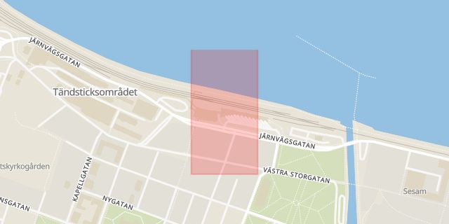 Karta som med röd fyrkant ramar in Resecentrum, Jönköping, Jönköpings län