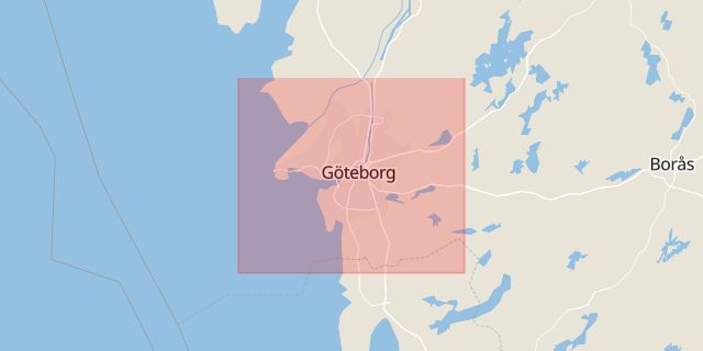 Karta som med röd fyrkant ramar in Orust, Göteborg, Västra Götalands län