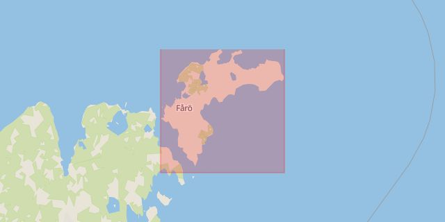 Karta som med röd fyrkant ramar in Fårö, Gotland, Gotlands län
