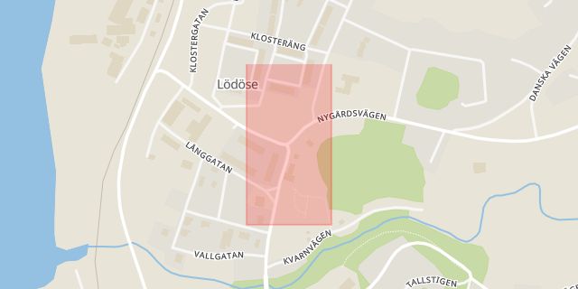 Karta som med röd fyrkant ramar in Lödöse, Vänersborg, Lilla edet, Västra Götalands län