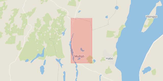 Karta som med röd fyrkant ramar in Sandhem, Mullsjö Kommun, Mullsjö, Jönköpings län