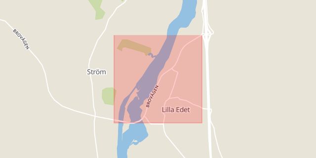 Karta som med röd fyrkant ramar in Brovägen, Lilla Edet, Västra Götalands län
