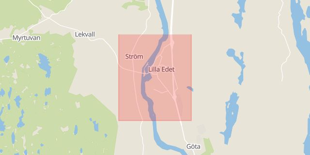 Karta som med röd fyrkant ramar in Västerlanda, Lilla Edets Kommun, Göteborg, Lilla edet, Västra Götalands län