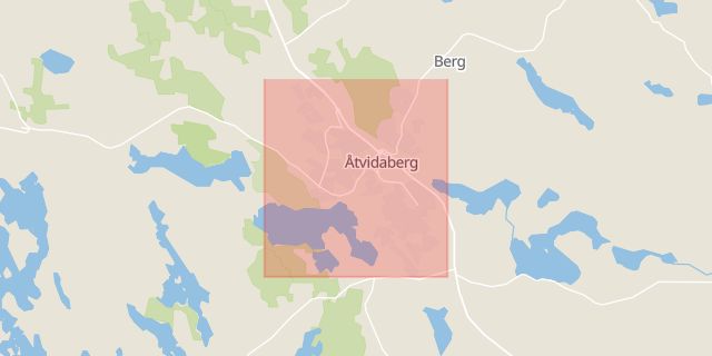 Karta som med röd fyrkant ramar in Mormorsgruvan, Kustpilen, Järnvägen, Spåret, Åtvidaberg, Östergötlands län