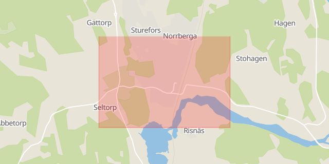 Karta som med röd fyrkant ramar in Sturefors, Linköping, Östergötlands län