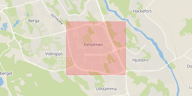 Karta som med röd fyrkant ramar in Ullstämma, Ekholmen, Linköping, Östergötlands län