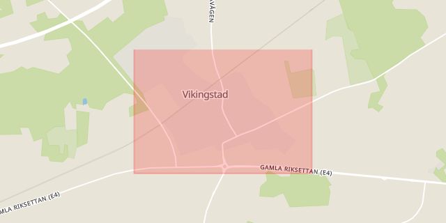 Karta som med röd fyrkant ramar in Vikingstad, Linköping, Östergötlands län