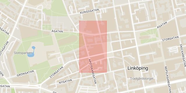 Karta som med röd fyrkant ramar in Linköping, Jönköping, Stockholm, Östergötland, Östergötlands län