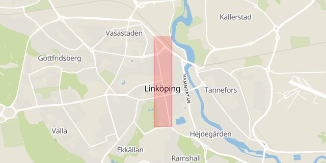 Karta som med röd fyrkant ramar in Larsgatan, Linköping, Östergötlands län