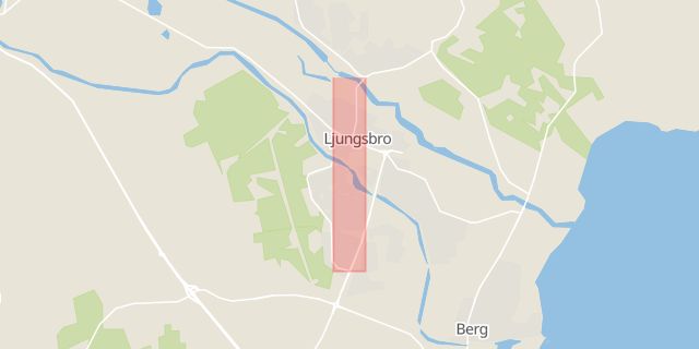Karta som med röd fyrkant ramar in Cloettavägen, Ljungsbro, Linköping, Östergötlands län