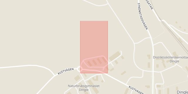 Karta som med röd fyrkant ramar in Allégatan, Dingle, Munkedal, Västra Götalands län