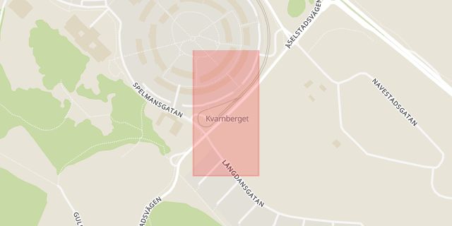 Karta som med röd fyrkant ramar in Kvarnberget, Norrköping, Östergötlands län