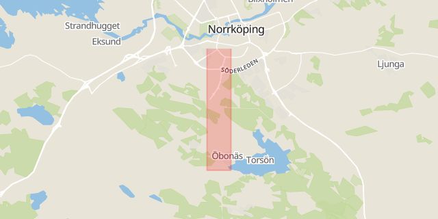 Karta som med röd fyrkant ramar in Gamla Övägen, Norrköping, Östergötlands län