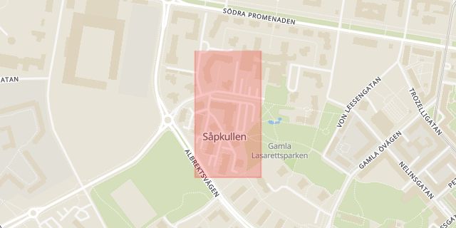 Karta som med röd fyrkant ramar in Såpkullen, Volym, Norrköping, Östergötlands län