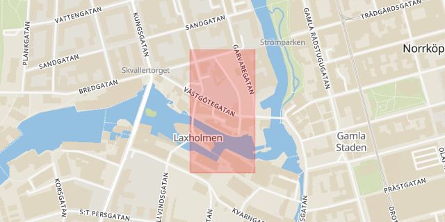 Karta som med röd fyrkant ramar in Linköping, Malmslätt, Norrköping