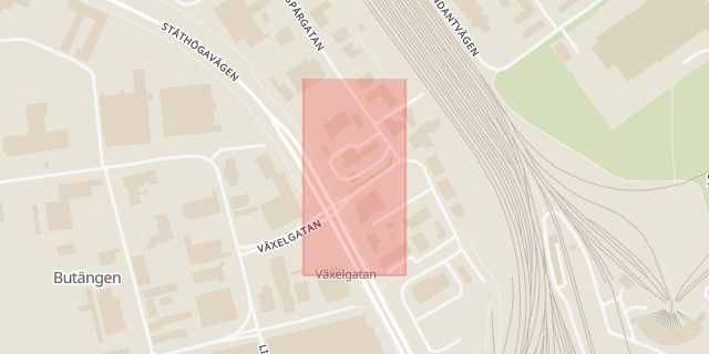 Karta som med röd fyrkant ramar in Butängen, Norrköping, Hageby, Östergötlands län