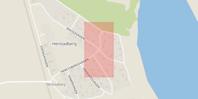 Karta som med röd fyrkant ramar in Herstadberg, Norrköping, Östergötlands län