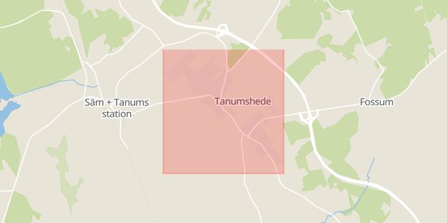 Karta som med röd fyrkant ramar in Tanumshede, Tanum, Västra Götalands län