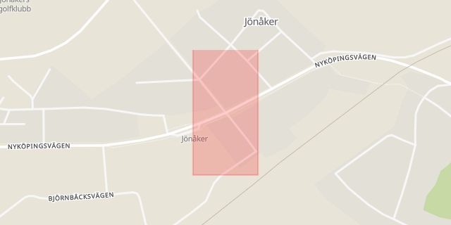 Karta som med röd fyrkant ramar in Jönåker, Nyköping, Södermanlands län