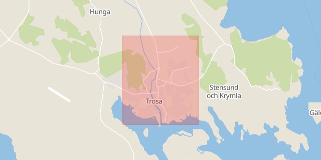 Karta som med röd fyrkant ramar in Södermanland, Oxelösund, Trosa Kommun, Södermanlands län