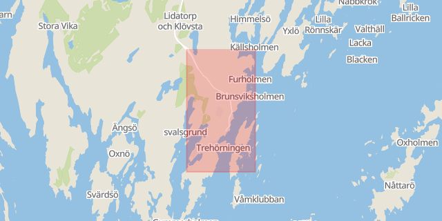 Karta som med röd fyrkant ramar in Sorunda, Båtklubb, Nynäshamn, Stockholms län