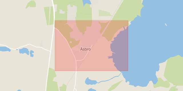 Karta som med röd fyrkant ramar in Åsbro, Örebro län