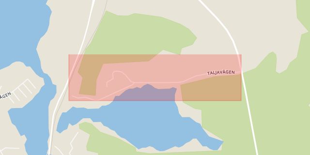 Karta som med röd fyrkant ramar in Taljavägen, Flen, Södermanlands län