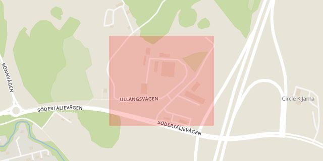 Karta som med röd fyrkant ramar in Järna, Ullängsvägen, Södertälje, Stockholms län