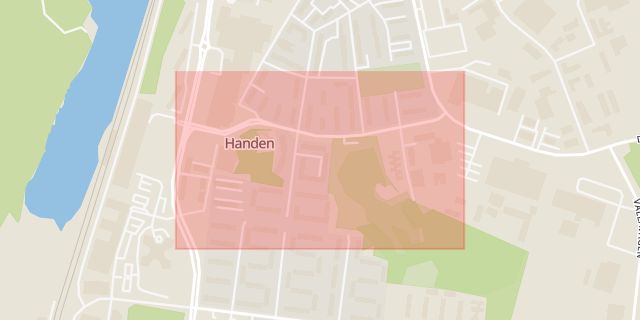 Karta som med röd fyrkant ramar in Eskilsvägen, Haninge, Stockholms län