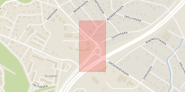 Karta som med röd fyrkant ramar in Hagaberg, Höglandsvägen, Södertälje, Stockholms län