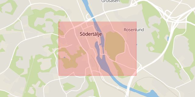 Karta som med röd fyrkant ramar in Maren, Södertälje, Stockholms län