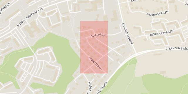Karta som med röd fyrkant ramar in Ronnagårdsvägen, Södertälje, Stockholms län