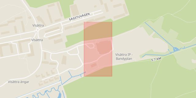 Karta som med röd fyrkant ramar in Visättra, Flemingsberg, Huddinge, Stockholms län