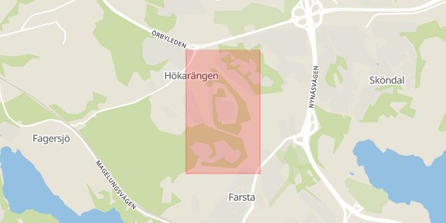 Karta som med röd fyrkant ramar in Pepparvägen, Stockholm, Stockholms län