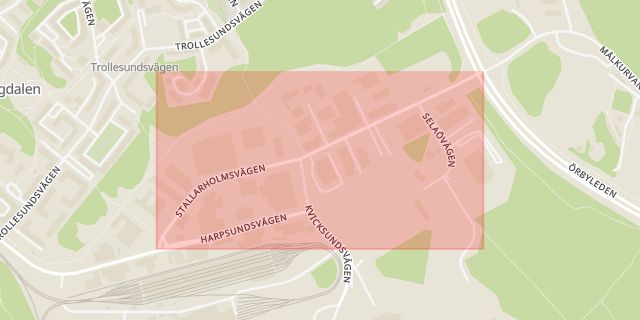 Karta som med röd fyrkant ramar in Stallarholmsvägen, Stockholm, Stockholms län