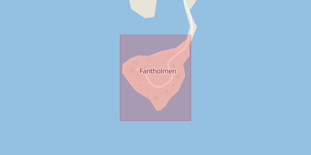 Karta som med röd fyrkant ramar in Fantholmen, Ekerö, Stockholms län