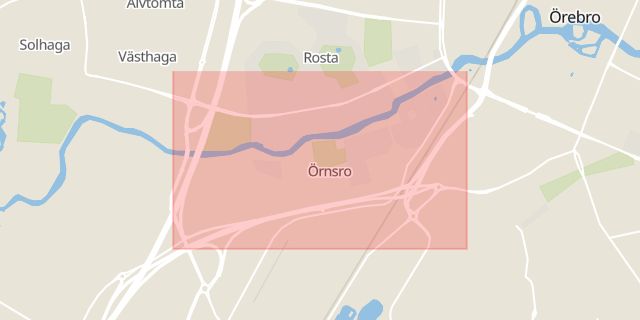 Karta som med röd fyrkant ramar in Örnsro, Örebro, Örebro län