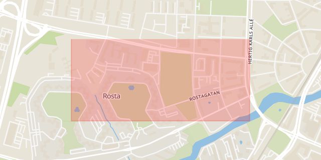 Karta som med röd fyrkant ramar in Rostagatan, Örebro, Örebro län