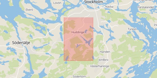 Karta som med röd fyrkant ramar in Flemingsberg, Stockholm, Stockholms län