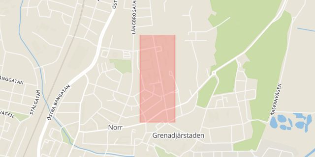 Karta som med röd fyrkant ramar in Höglundagatan, Örebro, Örebro län