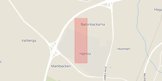 Karta som med röd fyrkant ramar in Markbacken, Hjärsta, Örebro, Örebro län