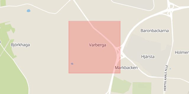 Karta som med röd fyrkant ramar in Varbergagatan, Örebro, Örebro län