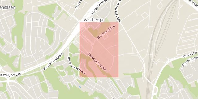 Karta som med röd fyrkant ramar in Västberga, Västbergavägen, Stockholm, Stockholms län