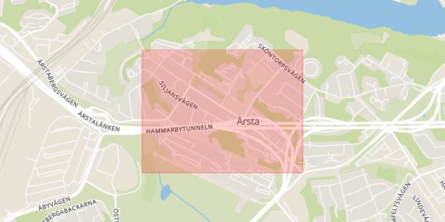 Karta som med röd fyrkant ramar in Årstavägen, Stockholm, Stockholms län